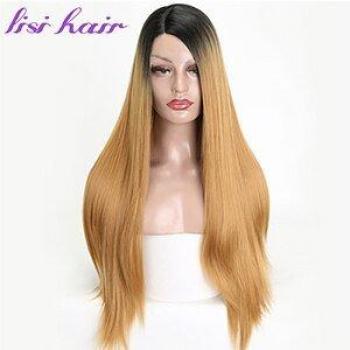 Lisi Afro Longue Perroque Synthétique Noire Dorée