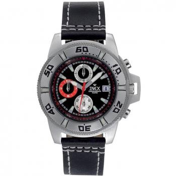 Inex Men's Silver and Black Chronograph