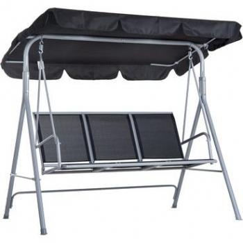Metall Hollywoodschaukel 3-Sitzer Schwarz