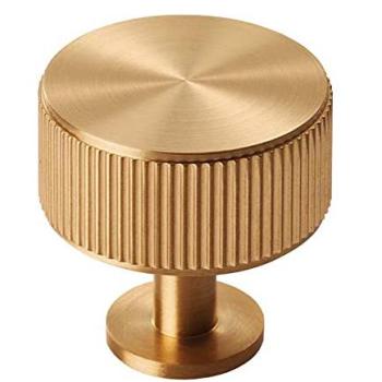 Premium 35mm Satin Brass Lined Radio Drawer Door Handle