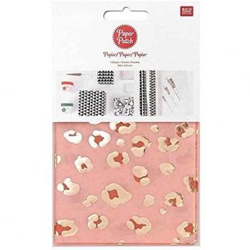 Papier Patch Léopard Rouge et Doré 30x42 cm