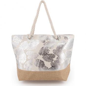Borsa da spiaggia grande a tema foglie brillanti GERARD PASQUIER