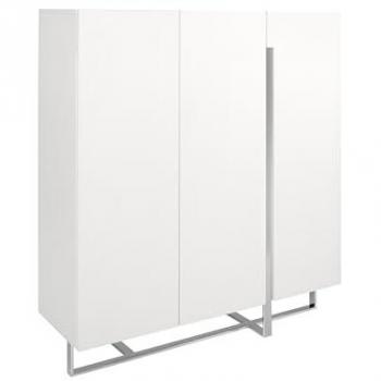 Mobile bianco in legno con struttura in acciaio cromato 120x42x135 cm