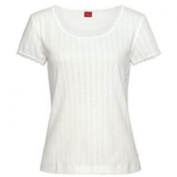 S.Oliver Damen Ajour-Strick Pyjamaoberteil Ecru Gr. 32/34