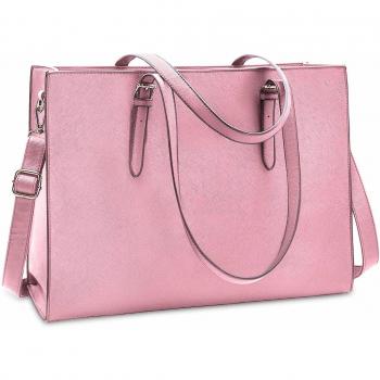 NUBILY Handtasche Shopper Damen Große Handtasche Leder Umhängetasche Arbeitstasche Groß Laptop Business Schule Taschen 15.6 Zoll (Beige)