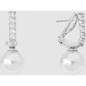 Pendientes Elegantes de Plata y Perla Majorica