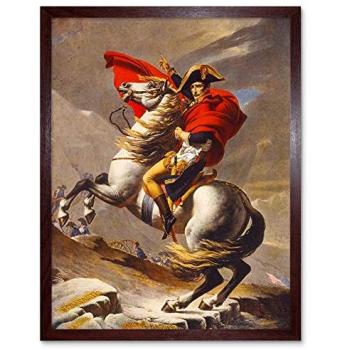 Napoleon the Mountain Rider – 12×16 French Emperor Art Print, Brown Frame