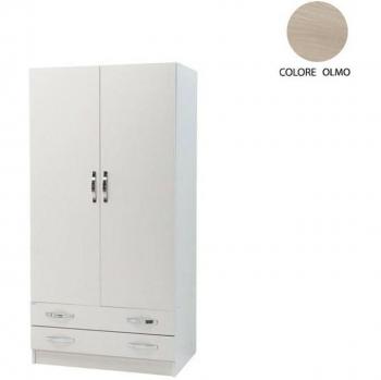 Armadio Armonia Bianco – Cassa in olmo, 2 ante, 2 cassetti (91x52x210 cm)
