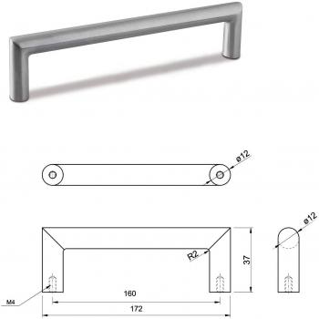 GTV Stainless Steel C Bar Door Pull Handle 160mm with Fixing Bolts