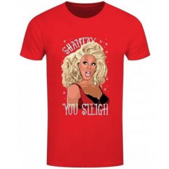 Drag Queen Kerstshirt Mens Oversized Shantay You Sleigh 3XL in Roze