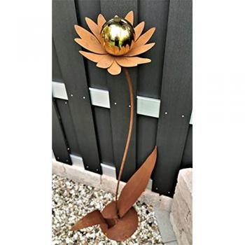 Cortenstahl Deko Blume Palermo 120 cm gold poliert