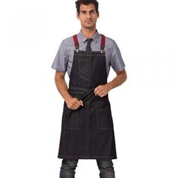 Work Apron Indigo Blue with Wine‑Toned Suspenders – All Sizes
