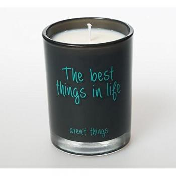 Candele di Soia Vetro Grigio, Aroma Vaniglia Cocco, 65 Ore – Regalo Perfetto “The Best Things in Life Aren’t Things”