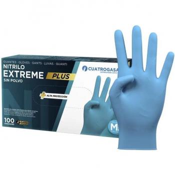 Guantes Azules Cuatrogasa Nitrilo Extreme Plus, Talla M