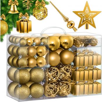 KESSER® Festliche Kristallkugeln 102‑teil Box für den Weihnachtsbaum