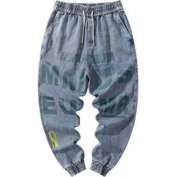 Vaqueros Altos Hombre Estilo Urbano Azul Pastel