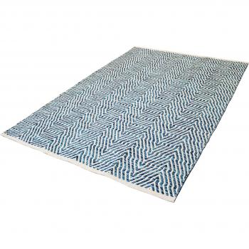 Tapis Bleu Rayé Maison, 80 cm × 150 cm