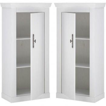 Furn.Design Kommode Fiastra – Weißes Pinien-Midischrank 70 × 146 cm mit Metallgriff, Soft‑Close