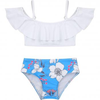 Traje de baño playa femenino con top recortado y braguita decorada