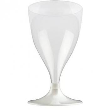 10x Verre Vin‑Eau Pied 20 cl – Couleur Blanc Perlé