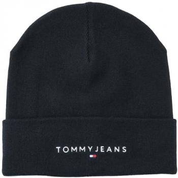 Bonnet Tommy Jeans en noir avec broderie de logo – One Size