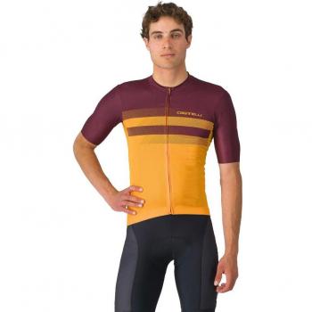 Castelli Simbolo Short Sleeve Jersey – Vivid Orange & Dark Bordeaux (XL, Male)