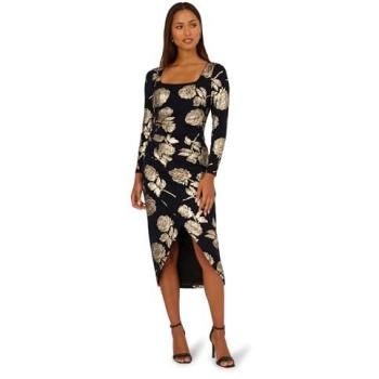 Adrianna Papell Robe Tricot Bleu Métallisé Florale