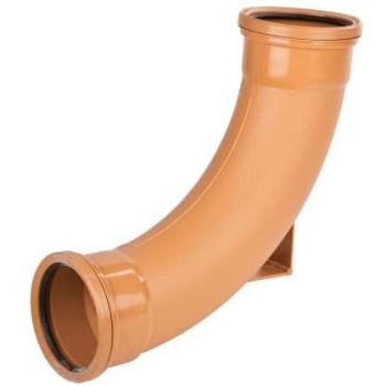Wavin OsmaDrain 87.5° Double Socket Long Radius Bend 110 Brown