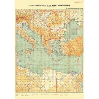 LUFT-NAVIGATIONSKARTE: Östliches Mittelmeer Balkan Nordafrika 1940 (Plano)
