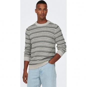 ONLY & SONS Strickpullover Strickpullover Regular Fit Rundhals langarm 8174 in Beige-2