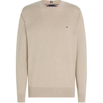 Tommy Hilfiger Rundhalspullover »MOULINE ORGANIC COTTON C NECK« Beige