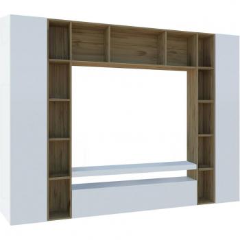 Conjunto de Salón Mueble TV DMORA 100% Made in Italy 270x35h210 Blanco Brillo