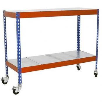 Support de Stockage 2 Étagères Métalliques (97,5x150x60cm) Bleu-Orange