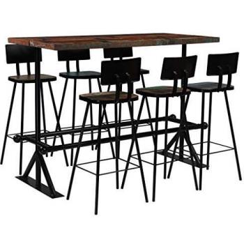 Juego de Muebles de Bar 7 Piezas Madera Reciclada Multicolor