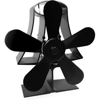 Ventilateur intérieur pour poêle à bois, 5 lames, noir