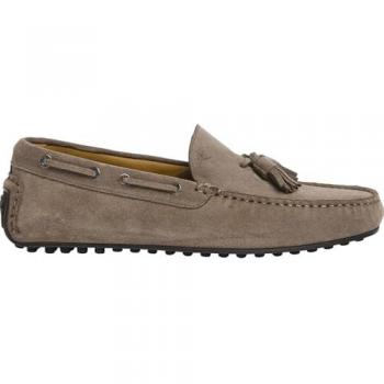 Driver Tassel Hackett: mocasín de piel beige, plano, clásico, casual