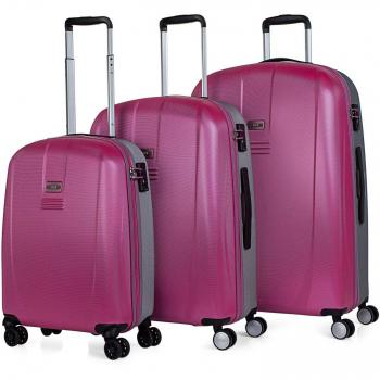 Maletas de Viaje JASLEN Set 3 Pzs Rígidas Fucsia-Plata