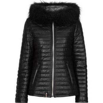 Doudoune Oakwood Mandy noir en fourrure de raton laveur – EU XL