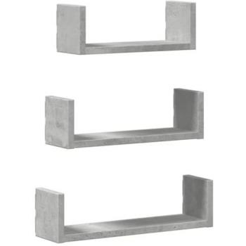 Distributeur d'exposition Murale 3 Pcs Gris Béton – Bois