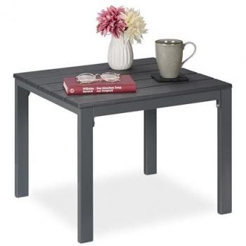 Mesa patio rectangular efecto madera gris – Relaxdays