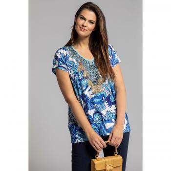 T-shirt donna turchese oversize senza maniche scollatura a V 60/62 poliestere