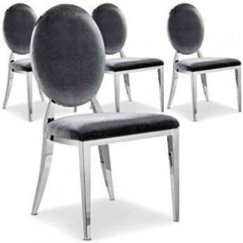 Ensemble de 4 Chaises Sofia en Velours avec Pieds en Métal
