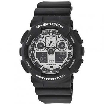 Casio G‑Shock Herrenarmband aus robustem Harz GA‑100BW‑1AER – Schwarz/Blau