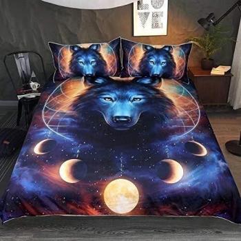 Wolf Microfiber Duvet Cover Set with 2 Pillowcases