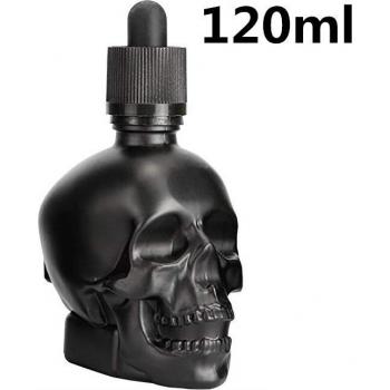 Child Proof Frosted Black Skull Shape Glass Dropper Bottle 30ml
