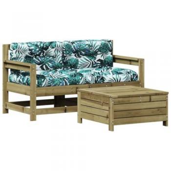 Canapés de Jardin 3 Pcs avec Coussins en Bois Imprégné