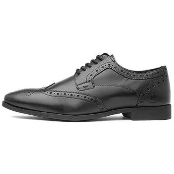 Hush Puppies Elliot Black Leather Brogue Shoes with Memory Foam, Men's Size UK 6