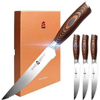 TUO Ergonomic Pakkawood Handle Steak Knife Set (Fiery Phoenix)