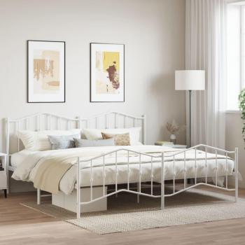 Vidaxl Metal Bed Frame without Mattress with Footboard White 76x79.9