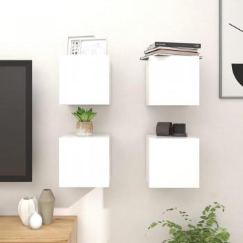 UrbanNest 4-Piece White TV Wall Racks – 30.5×30×30 cm